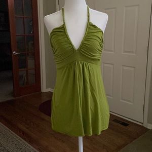 chartreuse green SEXY tank w/braided tie - size M